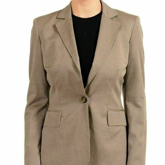 Just Cavalli Wool Brown One Button Women's Blazer US S IT 40